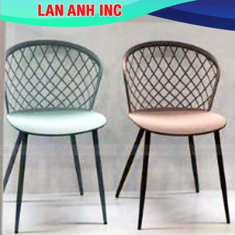 Ghế nhựa cafe văn phòng bàn ăn chân sắt tựa lưng cao đẹp eames LAGE323