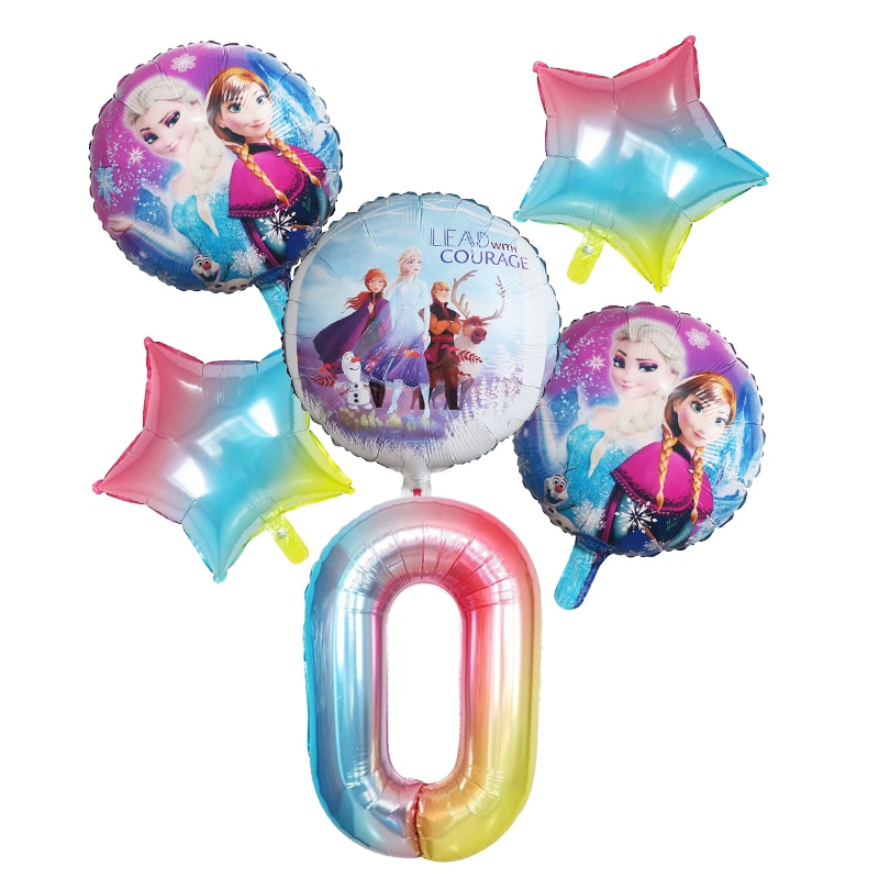 DISNEY Set 6 bong bóng hình công chúa Elsa và Anna màu gradient trang trí tiệc sinh nhật cho bé