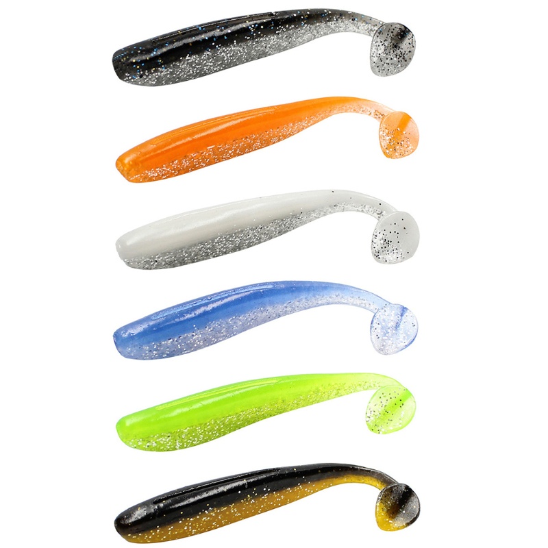 QQ Bộ 6 Mồi Câu Cá Giả Bằng Silicon Mềm Kích Thước 8cm 3.5g Hai Màu Sắc Bắt Mắt