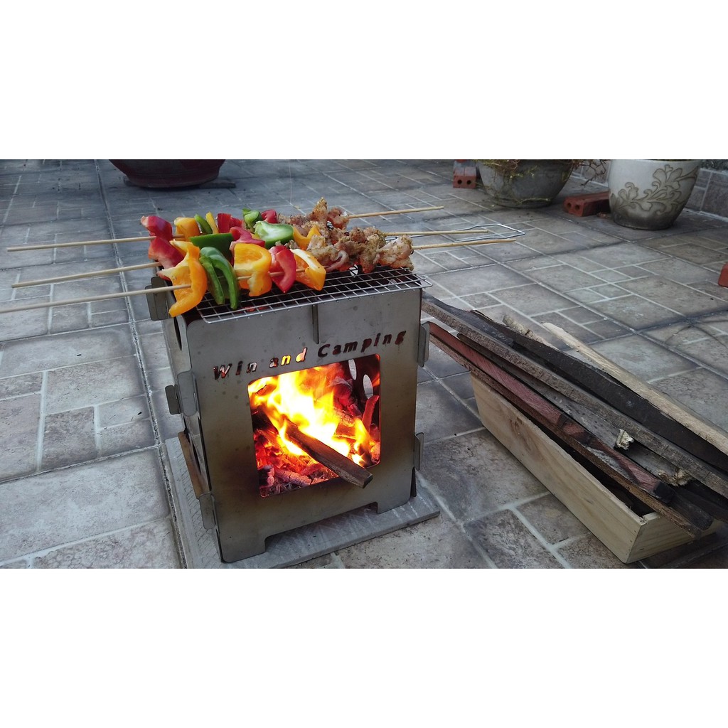 Bếp Củi Meki Xếp Gọn Tiện Dụng Picnic, Cắm Trại