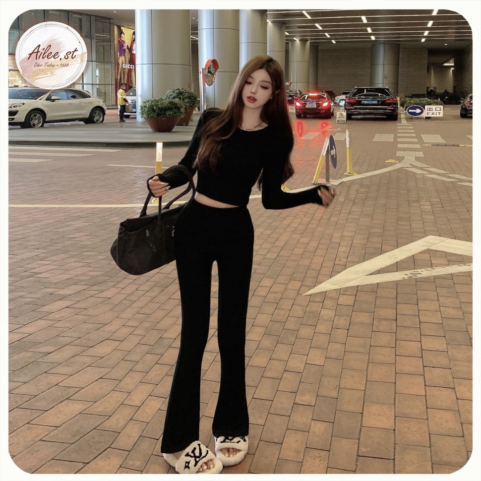 QNU 004A3 Quần Za.ra Tăm Ông Loe Nữ Legging Màu Đen Lưng Cao Co Dãn Bốn Chiều Siêu Hách Dáng Thời Trang Nữ Ailee
