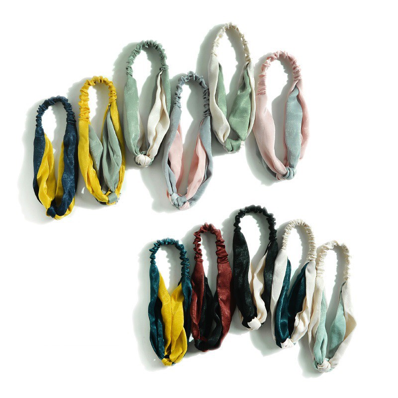 Turban cài tóc kiểu Hàn Quốc vải satin phối màu sang trọng T09