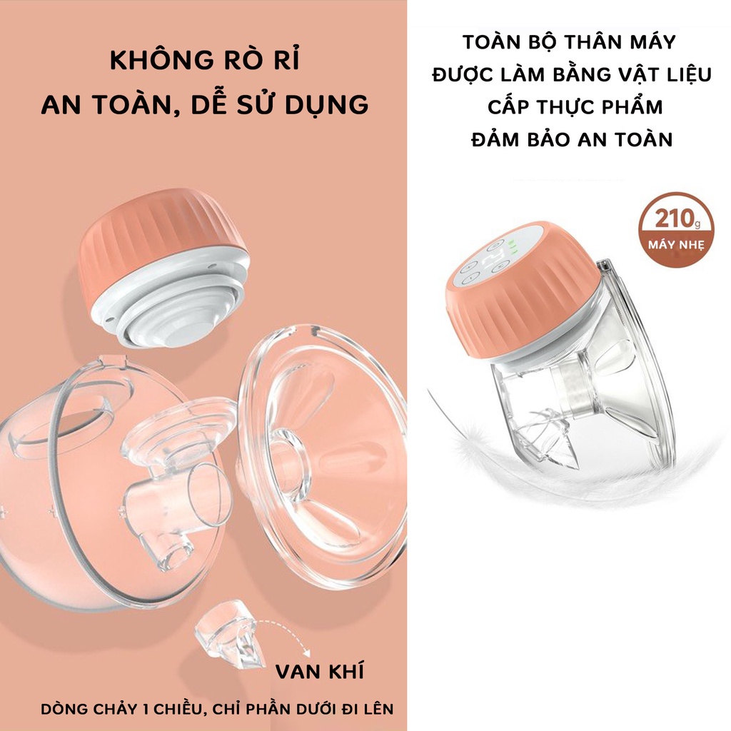 Máy hút sữa không dây rảnh tay Wearable Breast Pump YM-801, 9 cấp hút có matxa hút kiệt sữa (Bảo hành 1 năm)