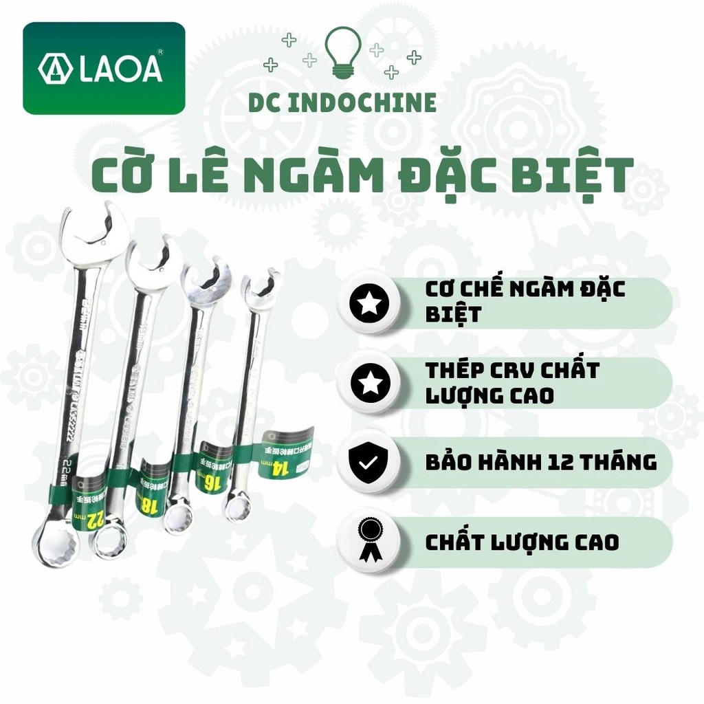 Cờ lê vòng miệng ratchet LAOA, thép Cr-V chất lượng cao, hàng chính hãng