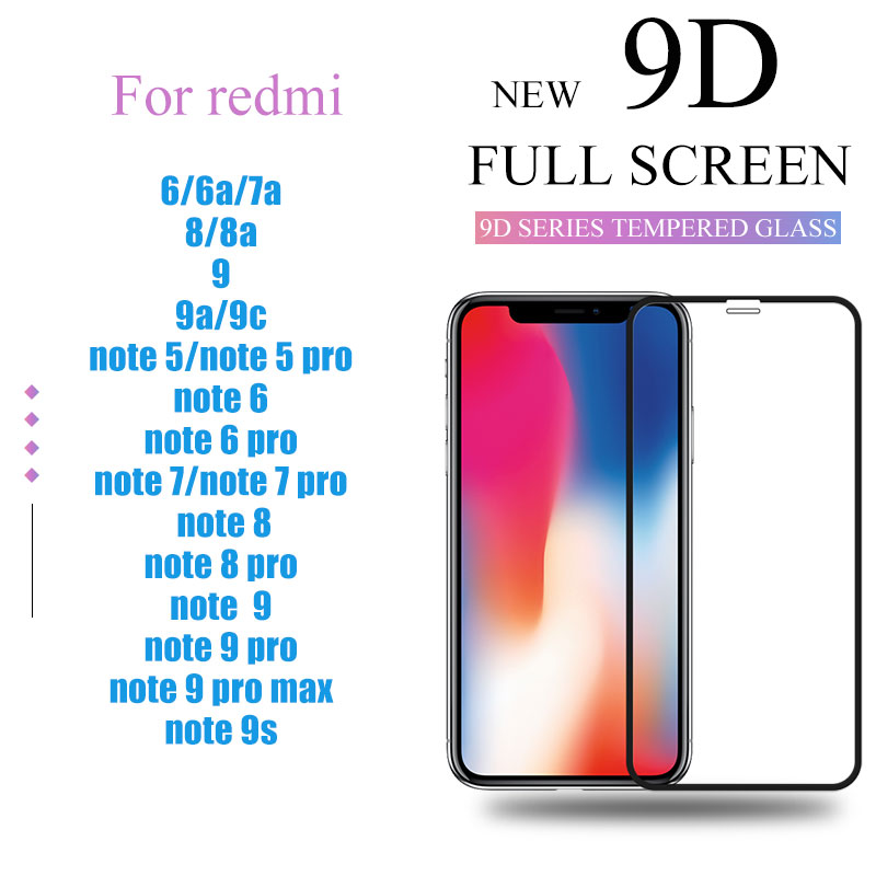 Kính Cường Lực 9D Xiaomi Redmi Note 5 6 7 8 9 6a 7a 8a 9s Pro Max