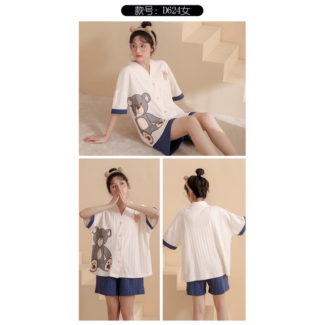 Bộ Đồ Ngủ Kimono Nữ Quần Đùi Áo Ngắn Tay Mùa Hè Đơn Giảm - Pyjama Mặc Nhà Mới Cho Nữ