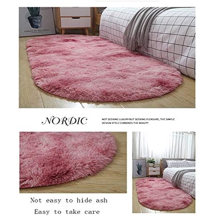 Thảm oval lót sàn nhà êm áp bằng vải lông cừu kiểu dáng dài chất lượng cao