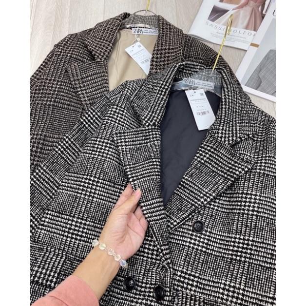 (HAI LỚP) ÁO KHOÁC DẠ KẺ DÁNG CỔ VEST BLAZER BASIC CHẤT DẠ QUẢNG CHÂU LOẠI 1 CHUẨN FORM SIÊU ĐẸP