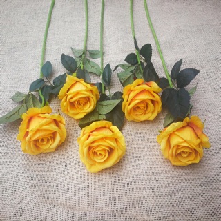 Cành hoa lụa hồng nhung 60cm