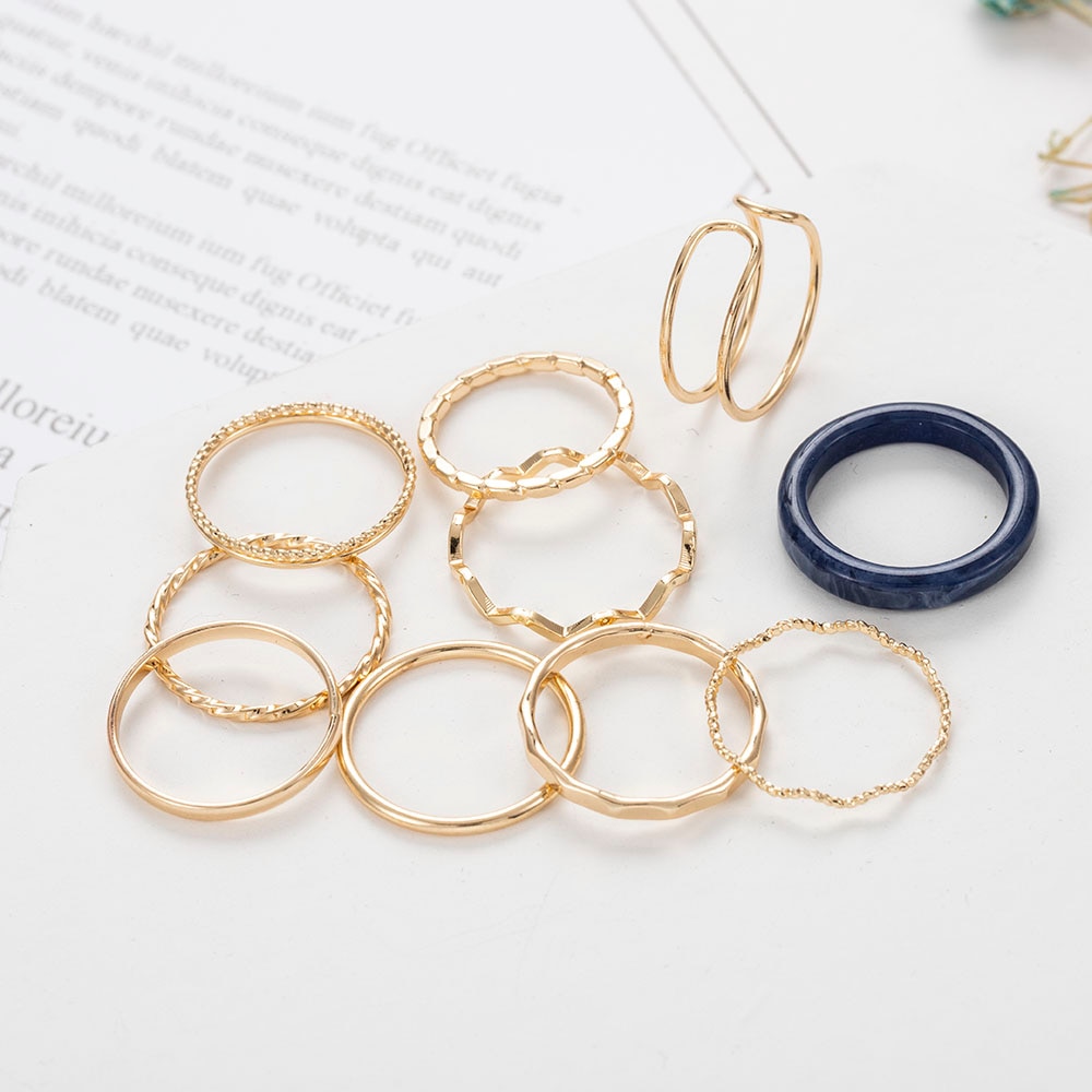 1 Bộ Nhẫn Nữ Trang Đính Đá Acrylic Phong Cách Hàn Quốc