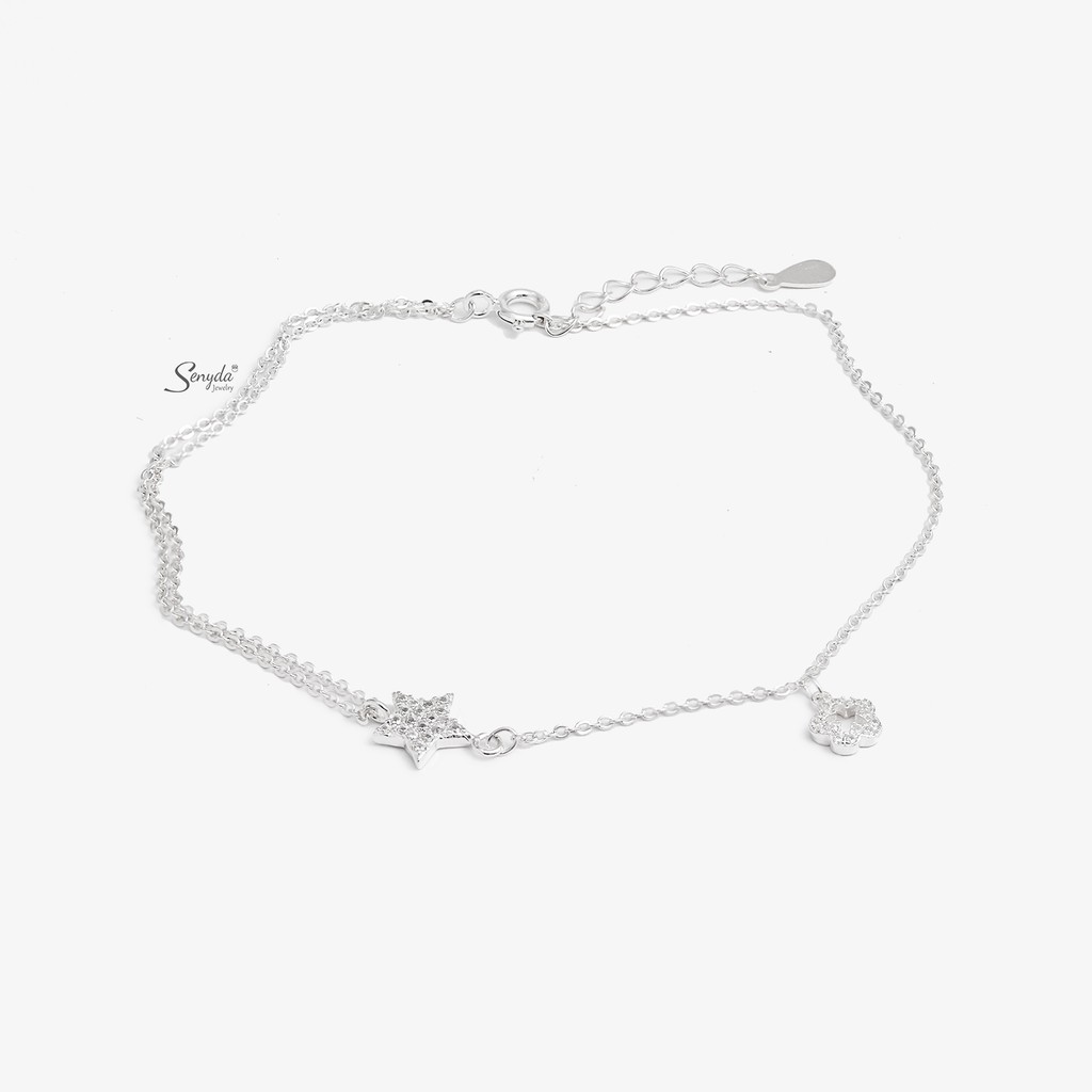 Trang sức Lắc chân BẠC 925 SENYDA ngôi sao hoa 5 cánh đá treo LC155 | BigBuy360 - bigbuy360.vn