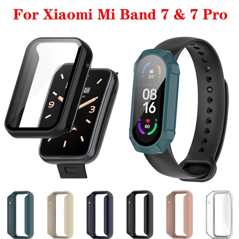 Ốp Điện Thoại Kính Cường Lực 2 Trong 1 Bảo Vệ Toàn Diện Cho Xiaomi Mi Band 7 / 7 Pro