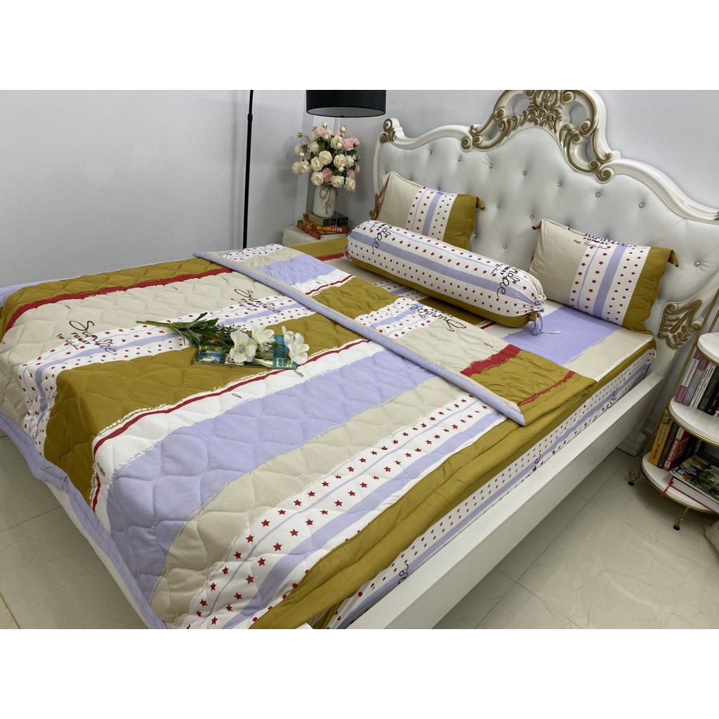 Drap thun lạnh Hàn Quốc Mẫu Sọc Chữ