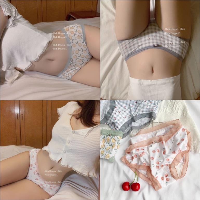 Túi Ví 3 Quần Lót Nữ Softie ❤️ Quần Lót Ren Su Hoa Qủa Siêu Mát 501