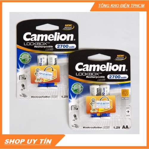 Máy Sạc Nhanh Cao Cấp 2 Giờ CAMELION Tự Ngắt Sạc Kèm 4 Pin Camelion AA Trắng 2700mAh