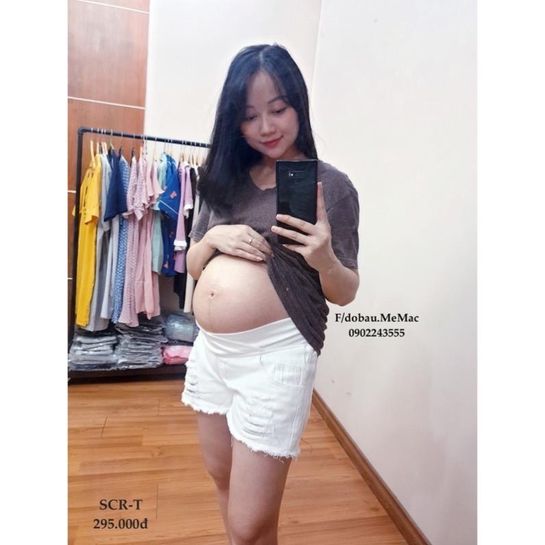 Quần sooc bầu cạp chéo vải kaki co giãn❤️quần bầu có chun điều chỉnh❤️đùi bầu size s~2xl❤️