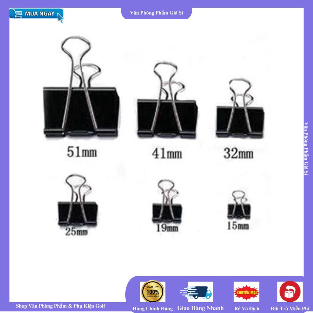 Kẹp sắt,Kẹp giấy đen,Kẹp tài liệu, Kẹp Bướm 15mm ,19mm , 25mm , 32mm , 41mm , 51mm