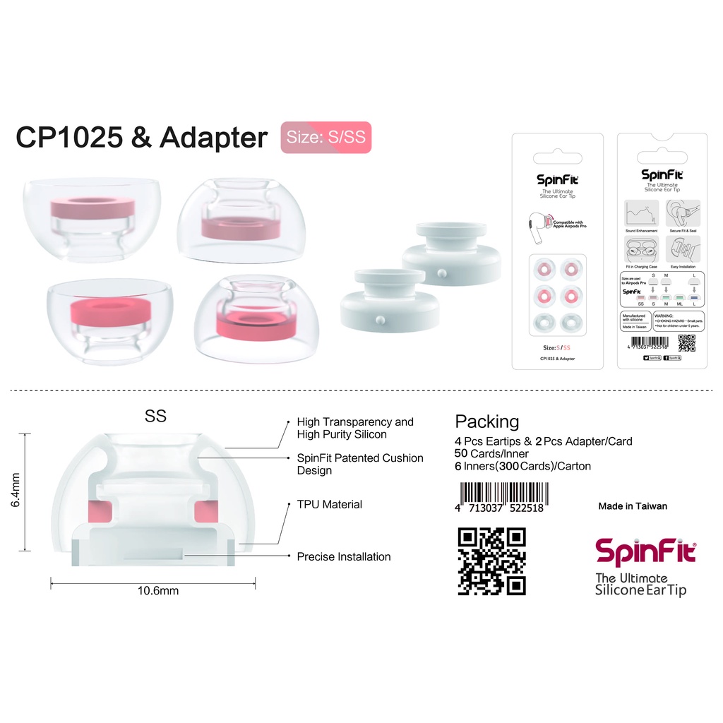 Nút tai nghe SpinFit CP1025 &amp; CPA2 | Eartips xoay 360 độ cao cấp, phù hợp cho Samsung Galaxy Buds Pro &amp; Jabra 85T