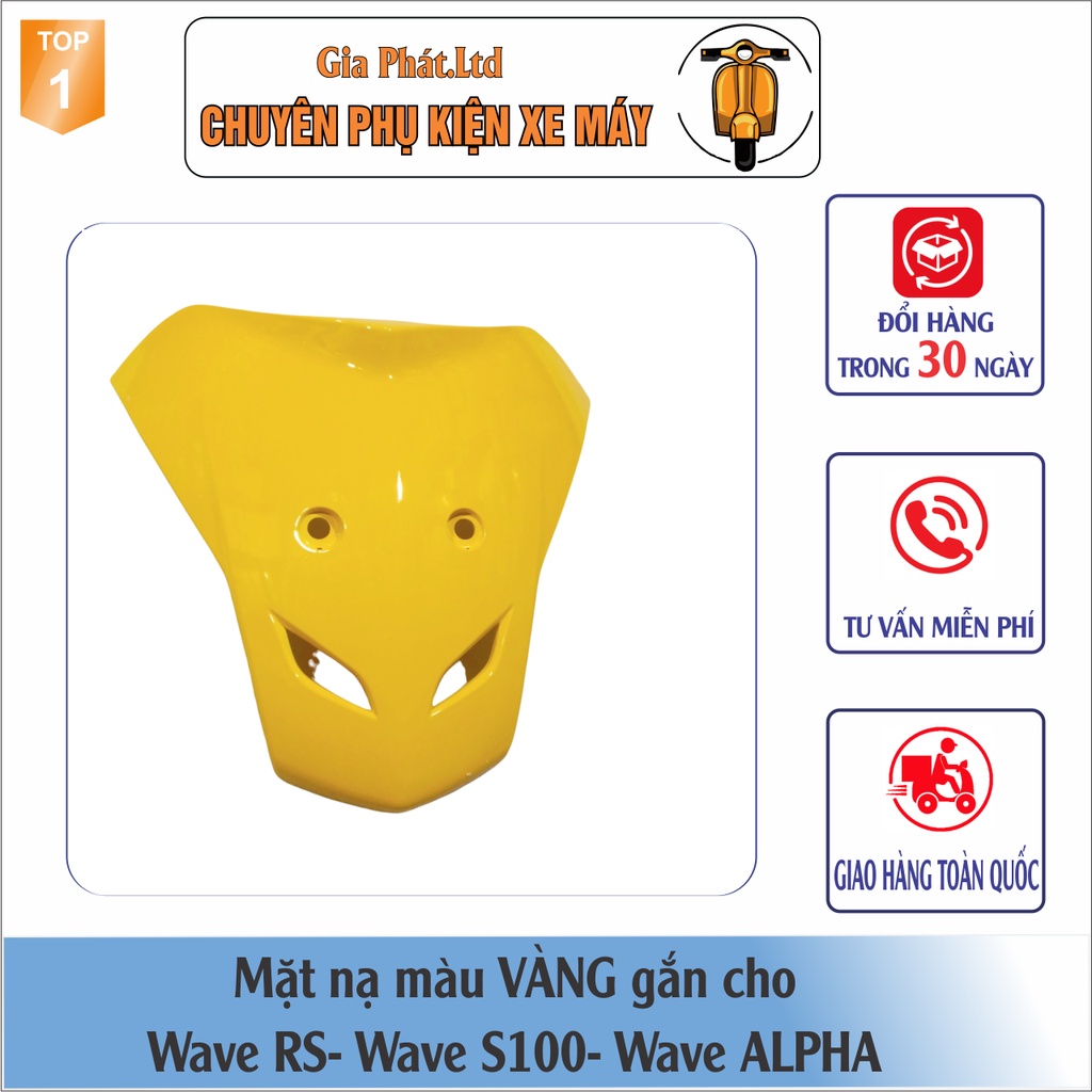 Mặt nạ xe Wave alpha , Wave RS, Wave S100 đời 2006-2016 nhựa ABS cao cấp màu VÀNG -SPP-2347