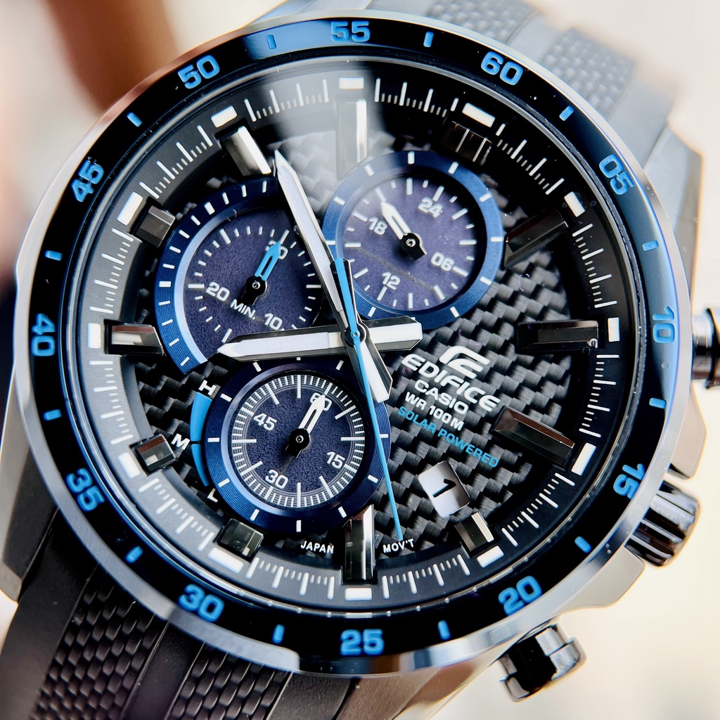 Đồng hồ nam máy pin năng lượng mặt trời Casio EQS-900PB-1B Dây cao su chống nước 100m Bảo hành 1 năm Hyma watch