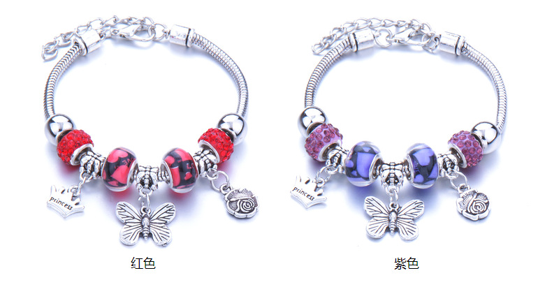 Vòng đeo tay xỏ hạt nhựa resin mặt hình bướm DIY có thể tùy chỉnh phong cách thời trang