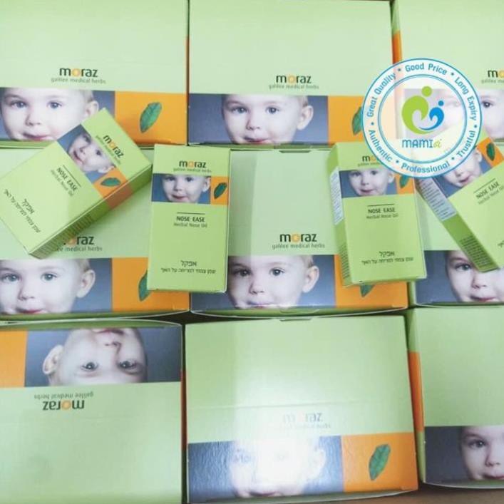 Tinh dầu bôi  giảm sổ mũi, nghẹt mũi cho trẻ từ 1 tuổi Moraz Nose Ease, Israel