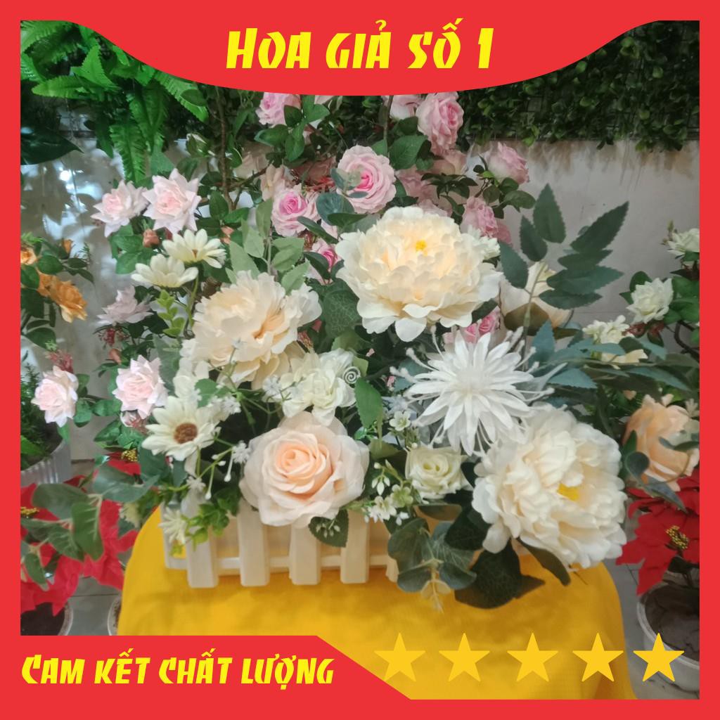 Hoa giả, hoa hồng giả cắm lọ bằng lụa trang trí bình hoa, làm sự kiện