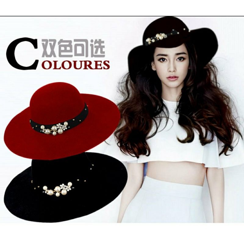 Nón rộng vành mũ rộng vành nỉ fedora đi biển đẹp Lh  0917399527