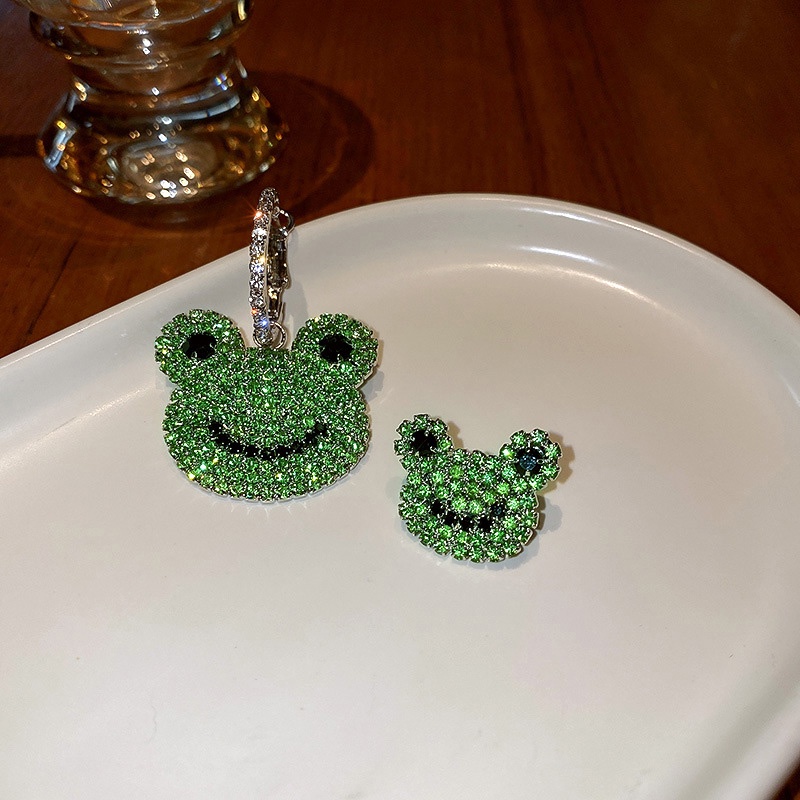 Bông Tai Mạ Bạc 925 Hình Con Ếch Đính Đá Phong Cách Retro Thời Trang