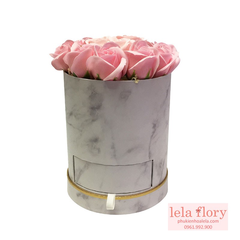 Hộp trụ ngăn kéo vân đá cắm hoa, đựng quà - THH0043