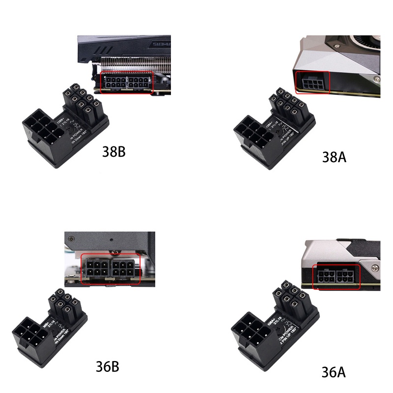 1 Bộ Chuyển Đổi Nguồn ATX 8Pin 6pin Female Sang 8Pin 6pin Male 180 Độ