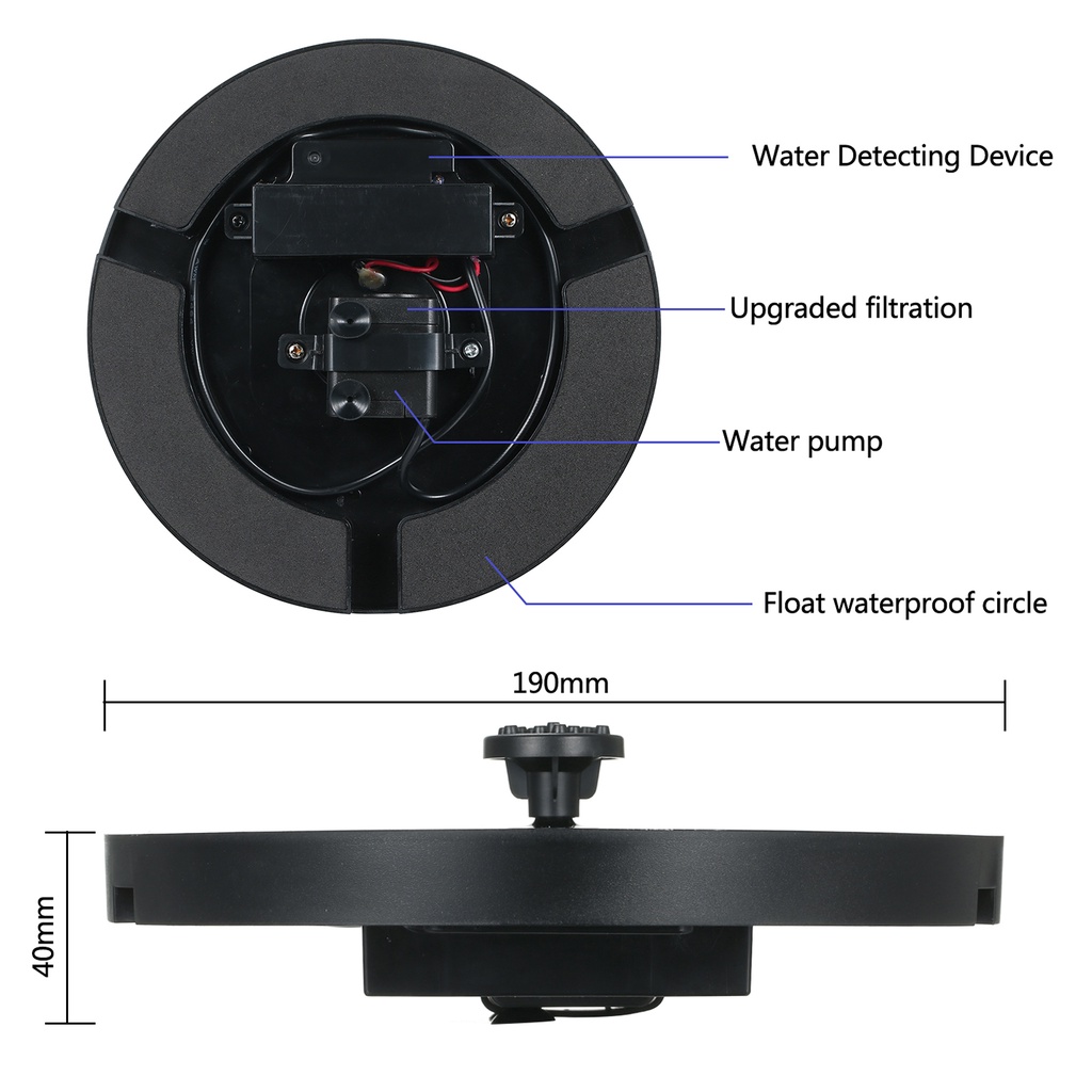 Đài Phun Nước Năng Lượng Mặt Trời 3.8W 6 Vòi Phun Bảo Vệ An Toàn Cho Chim Cảnh