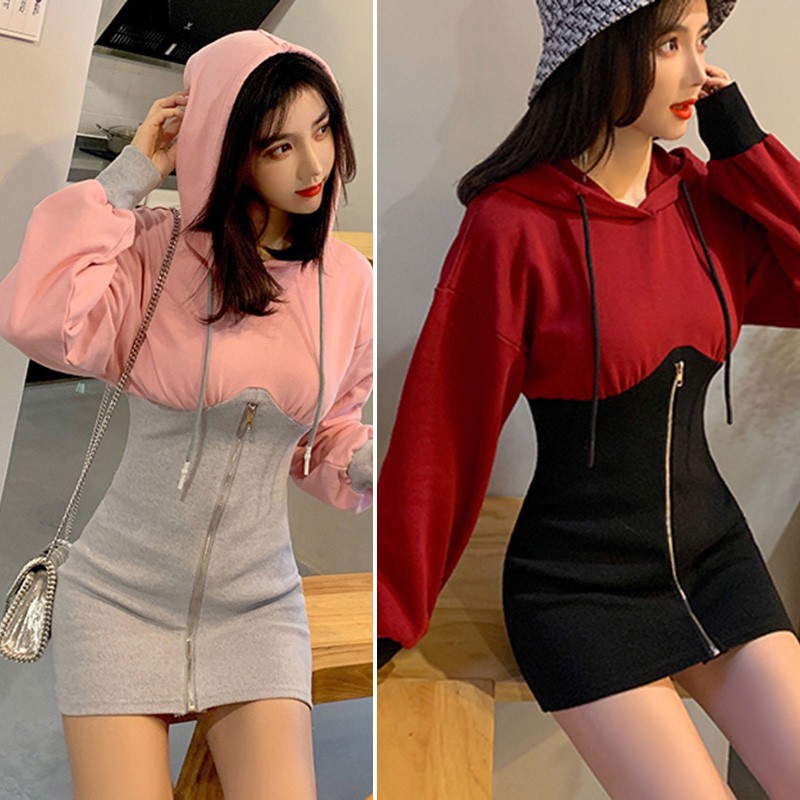 Đầm hoodie dài tay phong cách năng động trẻ trung dành cho nữ