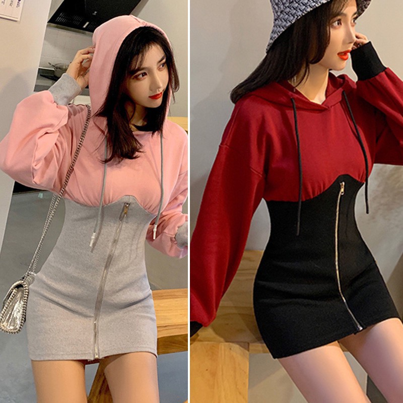 Đầm hoodie dài tay phong cách năng động trẻ trung dành cho nữ