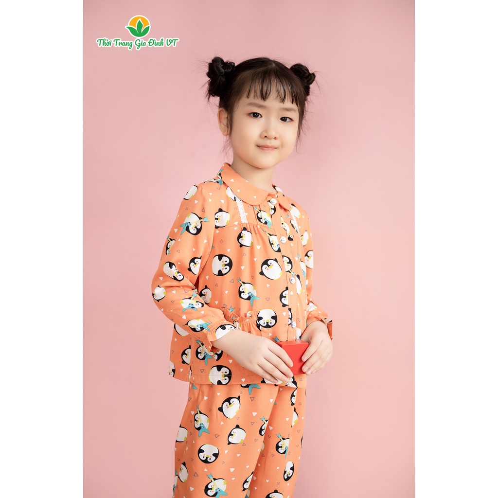 Bộ đồ pijama lanh quần dài, áo dài bé gái B70.2106 - Thời Trang Gia Đình VT