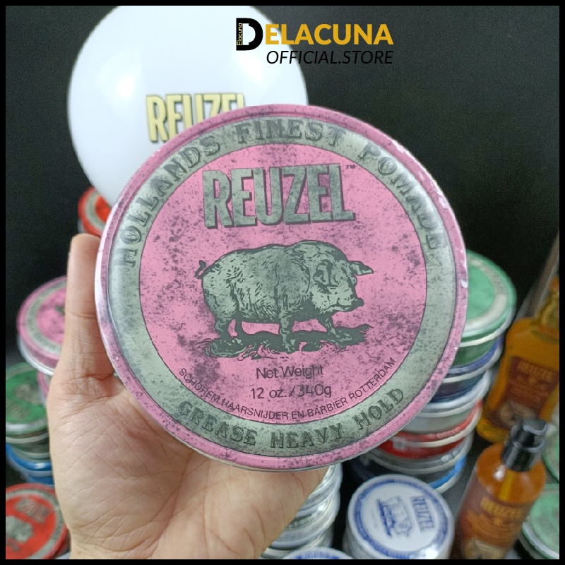 Sáp vuốt tóc nam Reuzel 340g clay wax pomade chính hãng Delacuna R340