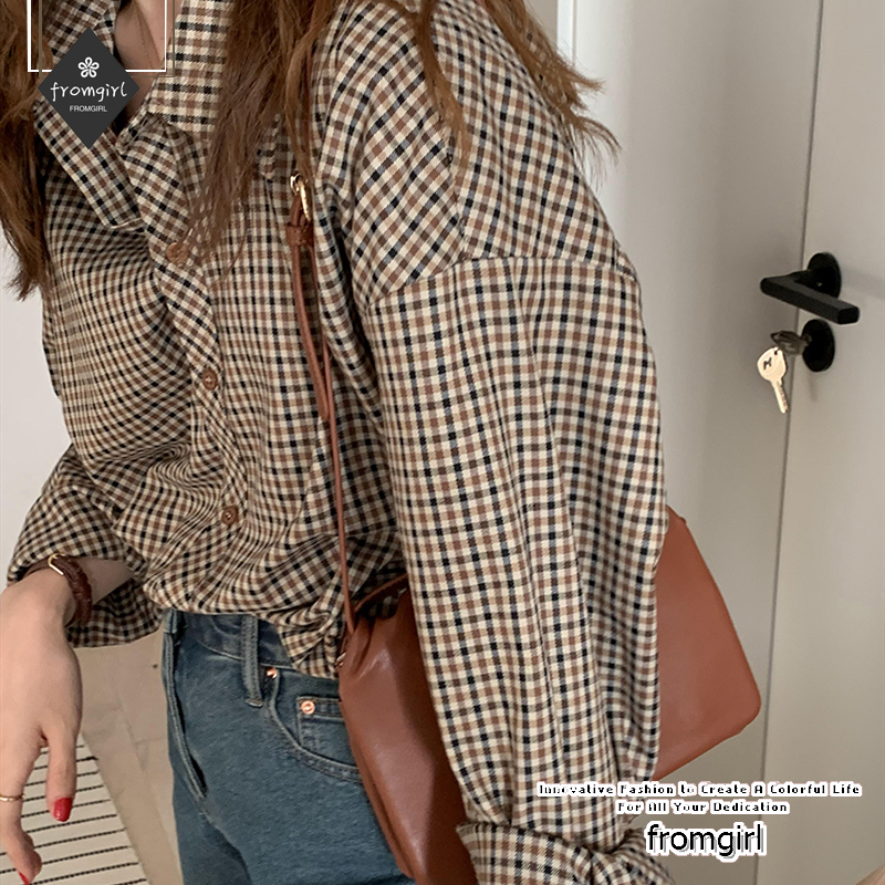 Áo Sơ Mi Sọc Caro Thiết Kế Tay Dài Kiểu Dáng Thời Trang Hàn Quốc 2020 Cho Nữ
