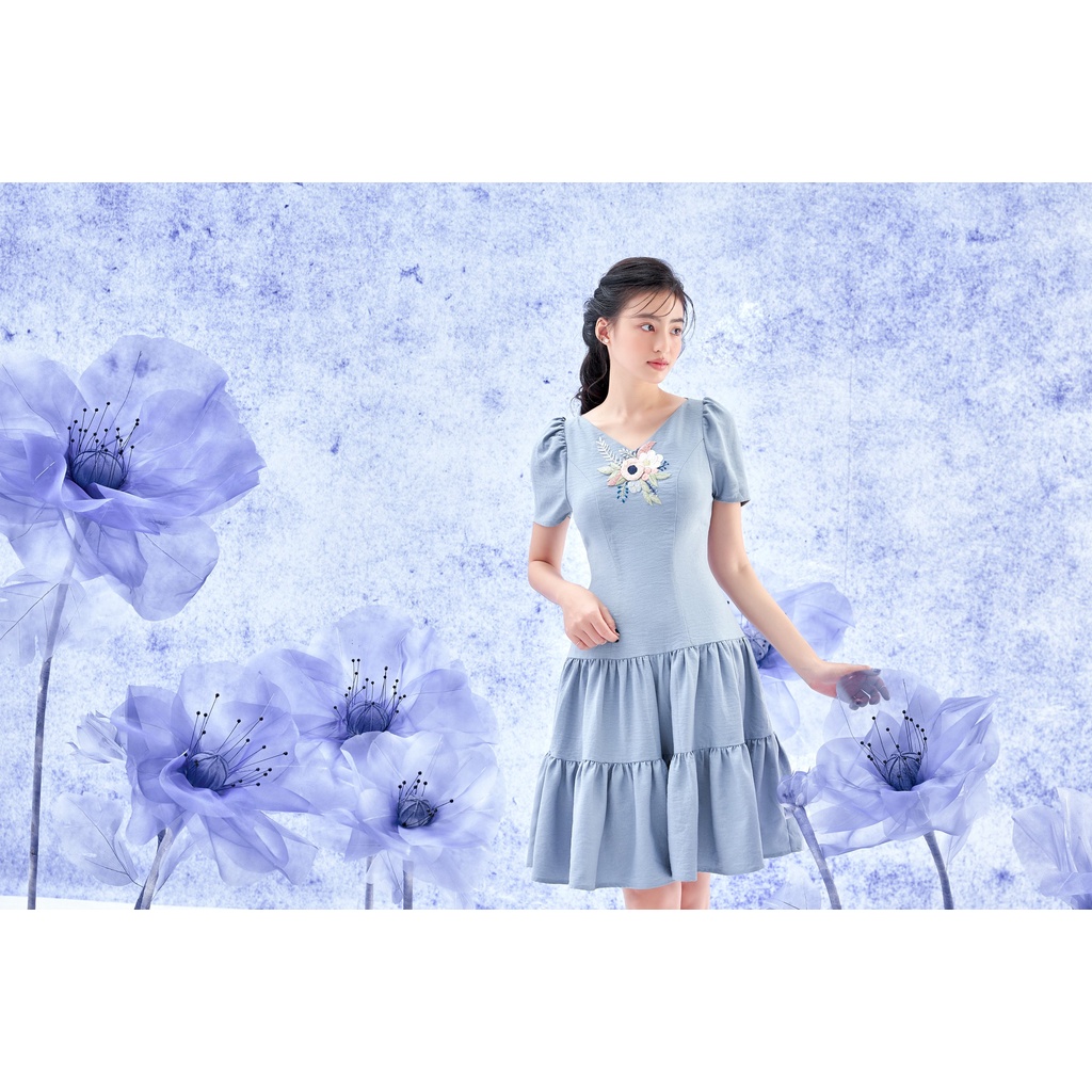 OLV - Đầm Embroidered Dress in Stone