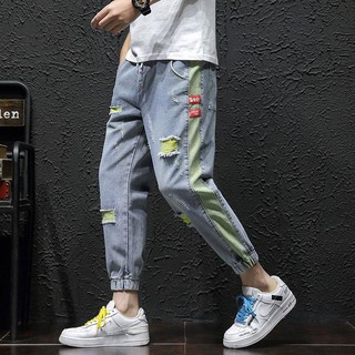 Quần Jeans Dài Phối Vết Rách Cá Tính Thời Trang Nam 2020