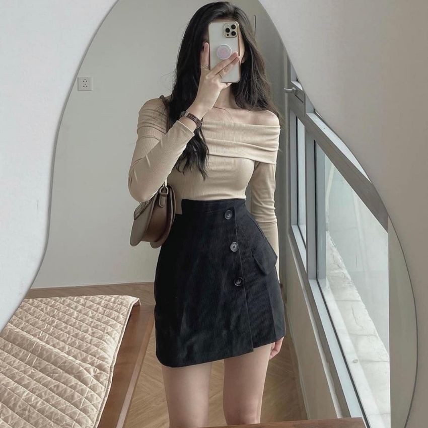 Áo len tăm nữ dài tay trễ vai kiểu dáng Hàn Quốc cực xinh, chất len mỏng thích hợp cho những ngày thu và ngày lạnh nhẹ | BigBuy360 - bigbuy360.vn