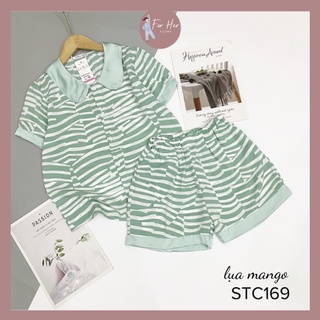 Bộ Mặc Nhà Pyjama Lụa Mango Áo Cộc Quần Đùi Thoáng Mát