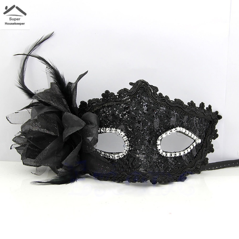 Mặt Nạ Dạ Hội Hóa Trang Đính Lông Vũ, Ren, Gợi Cảm