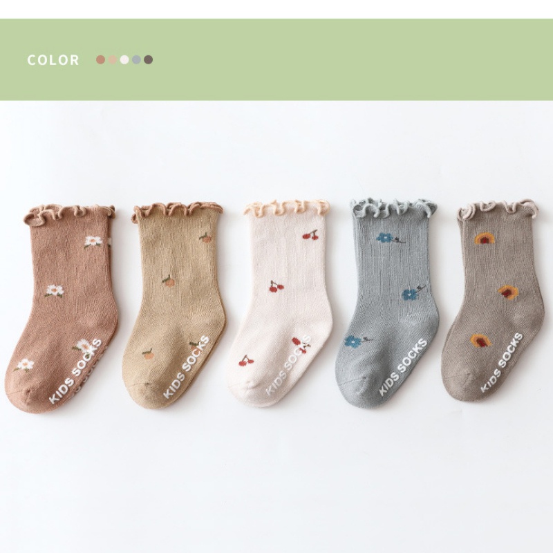 Vớ Cotton Chống Trượt In Họa Tiết Hoa Dành Cho Bé Gái