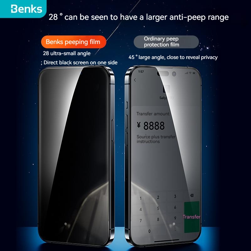 Kính Cường Lực Benks Chống Nhìn Trộm / Bụi / Chống Nhìn Trộm Kích Thước 0.3mm Cho IPhone 13 14 Plus Pro Max VPRO +