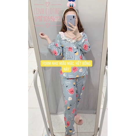 [ Ann- ĐỒ BỘ TOLE ] Tay dài quần dài cô tròn phối ren bbd ( 45-65kg ) | BigBuy360 - bigbuy360.vn