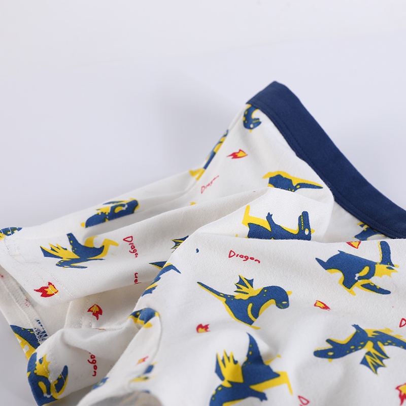 Bộ 4 Quần Lót Boxer 100% Cotton In Họa Tiết Khủng Long Hoạt Hình Thoải Mái Cho Bé Trai 1-13 Tuổi