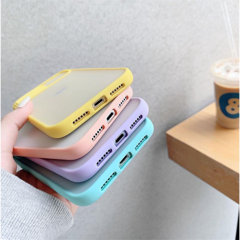 Ốp điện thoại cứng màu kẹo nhám bảo vệ camera cho iPhone 11 iPhone 8plus 7plus 11 8 7 6 6s Plus X Xs SE 2020