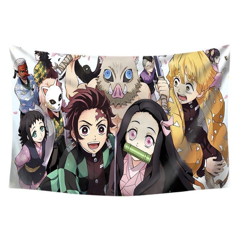 Thảm Treo Tường Trang Trí In Hình Anime Demon Slayer Chất Liệu Polyester