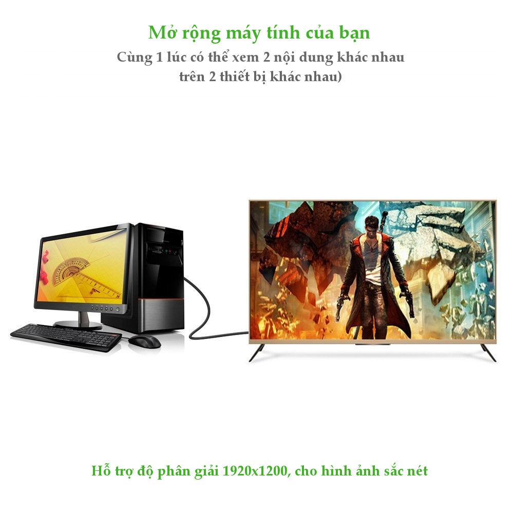 [Mã ELMALL10 giảm 10% đơn 500K] Cáp chuyển DVI-I (24+5) đầu đực sang cổng VGA đực độ dài từ 1-5m UGREEN DV102