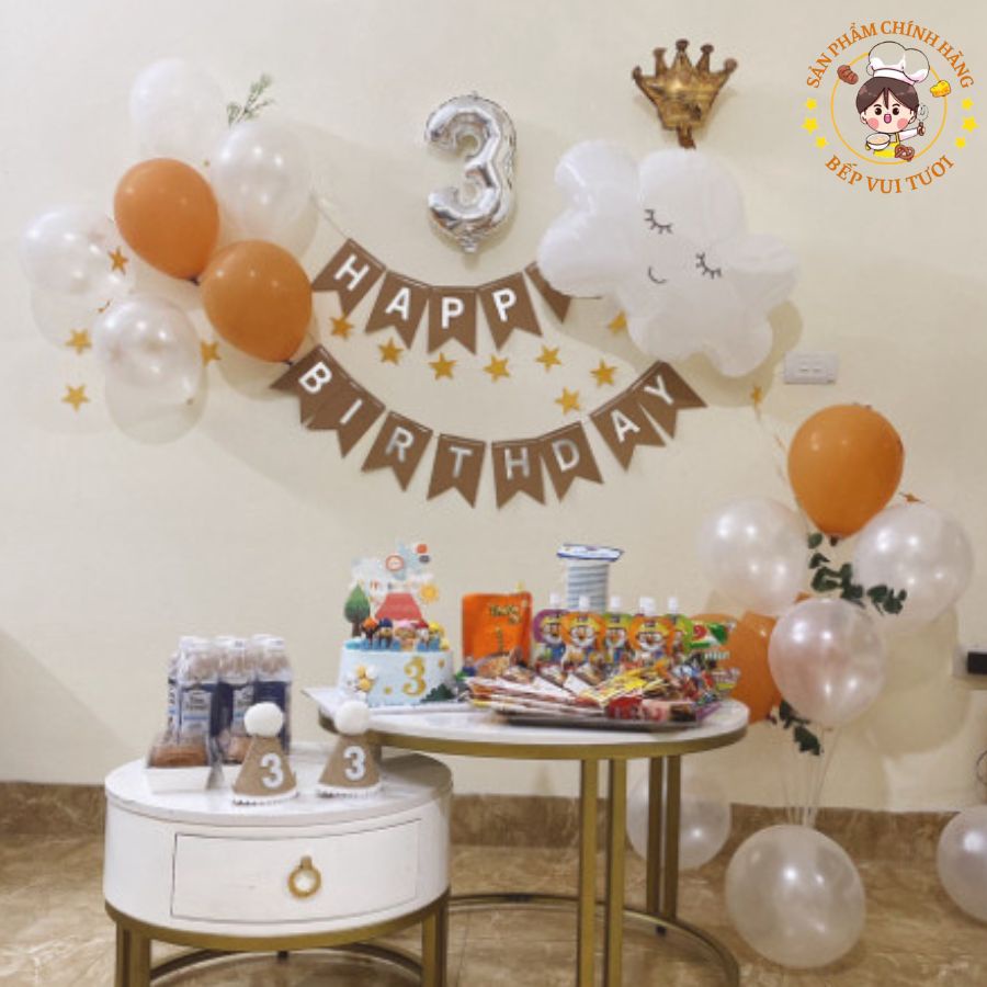 Sét trang trí sinh nhật cho bé tặng kèm bơm bóng và băng keo phong cách Hàn Quốc